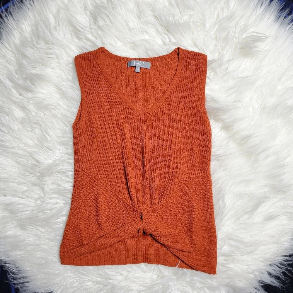 Marled Knit Front Knot Tank